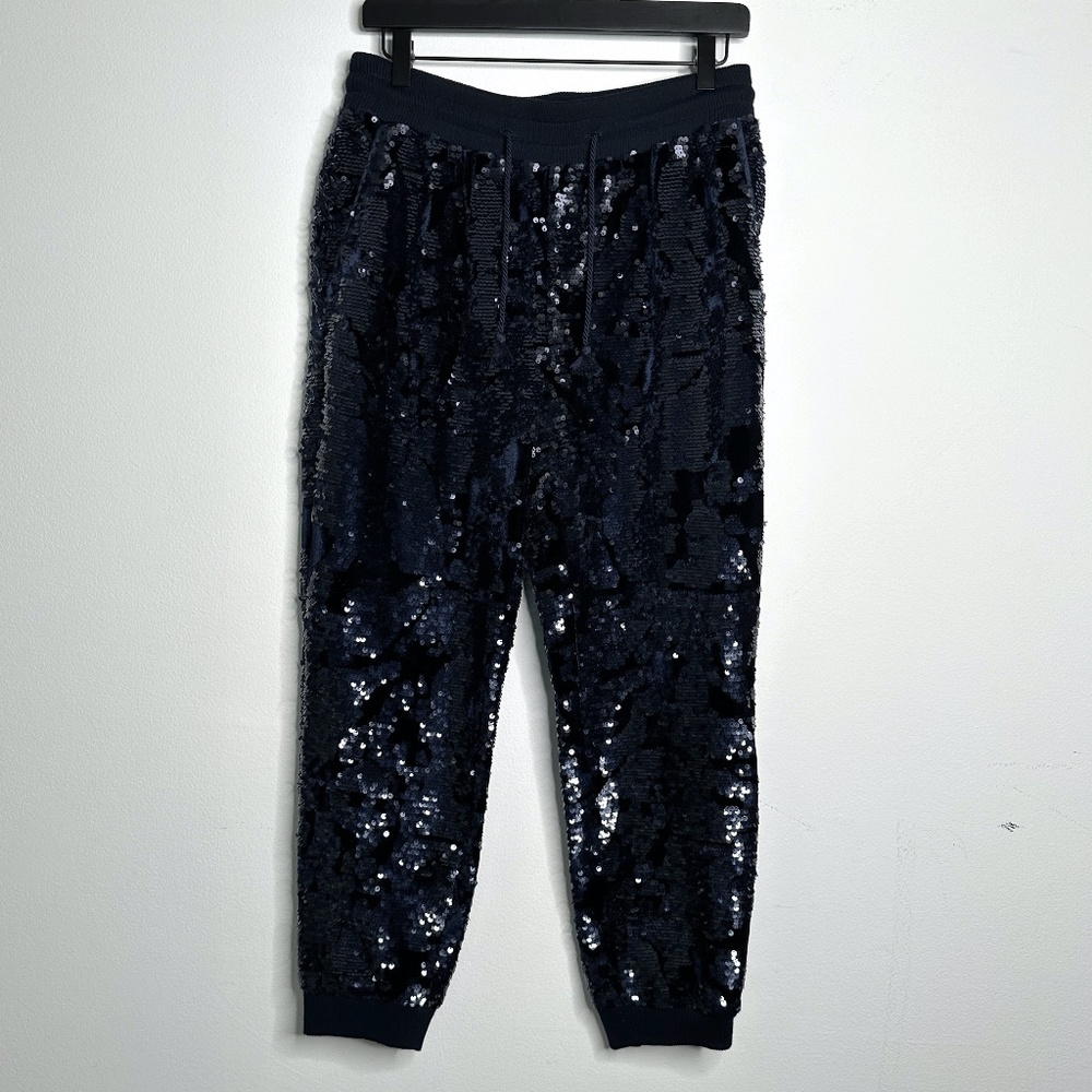 ANTRHOPOLOGIE | DARK BLUE SEQUINED JOGGERS |  | SIZE S | LIKE NEW CONDITION